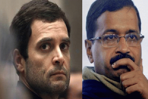 Rahul Gandhi (left) and Arvind Kejriwal, From ImagesAttr