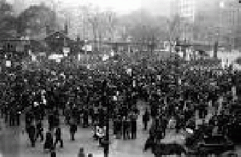 striking garment workers in NY's Union Square, From GoogleImages