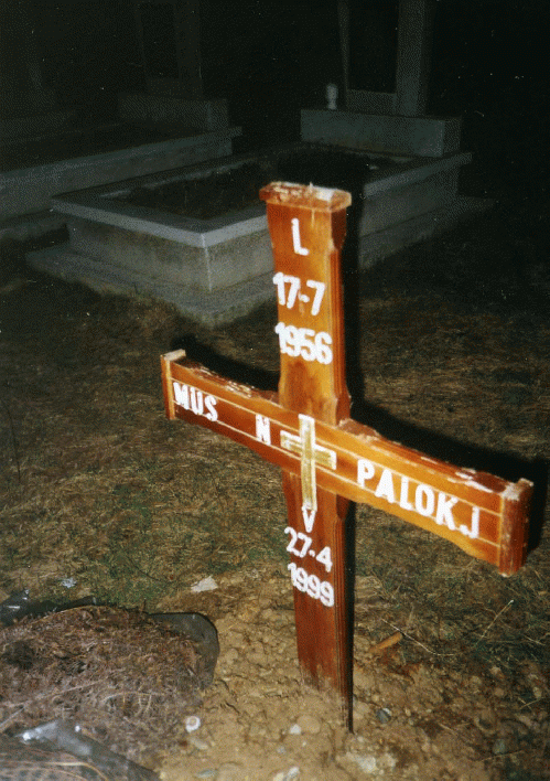 A grave marker at Korenica, Kosovo, 1999.