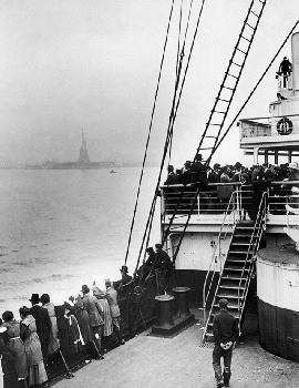 Immigrants Approaching Statue of Liberty