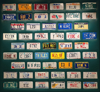 'Preamble' (1987) by Mike Wilkins -- The Smithsonian American Art Museum 8th and F Streets NW Washington (DC) 2016. It doesn't scan TOO easily, but it does scan (more or less).  And man, what a job collecting those license plates!