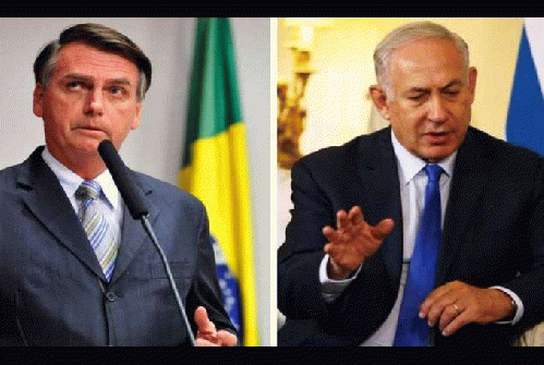 Brazil's President Jair Bolsonaro (L) and Israel's Prime Minister Benjamin Netanyahu., From ImagesAttr