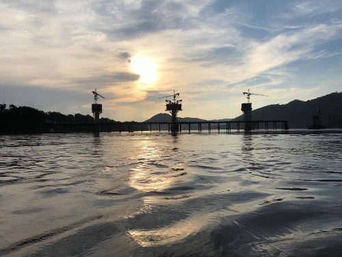 Laos - BRI. Bridge over Mekong River for high-speed train