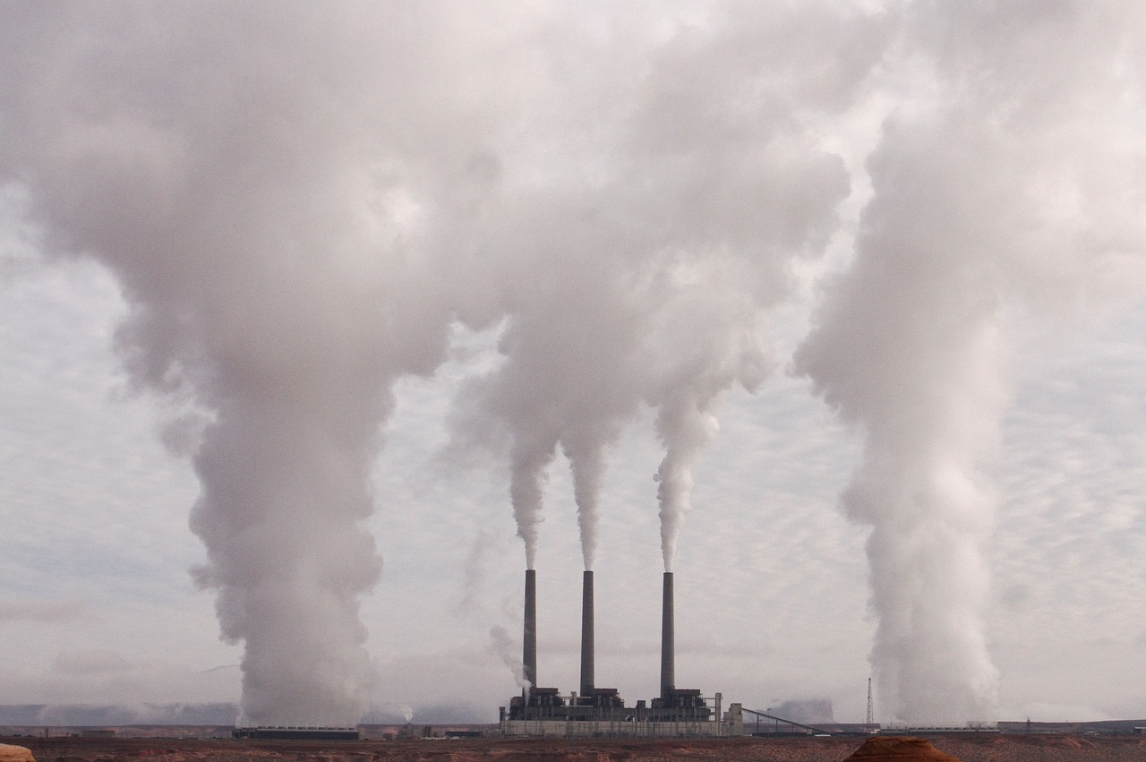 Factory smokestacks--one of many sources of pollutants, From InText