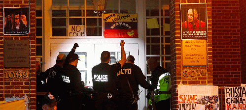 Police outside Venezuela embassy.