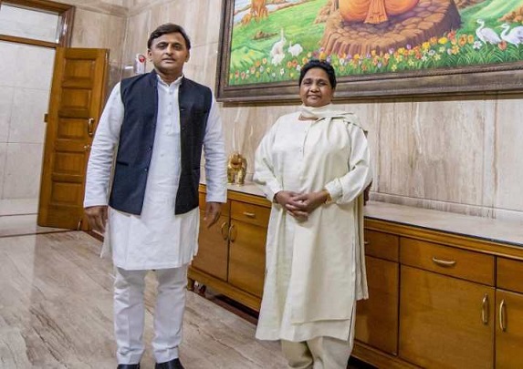 Akhilesh Yadav (BSP) and Mayawati (BSP)