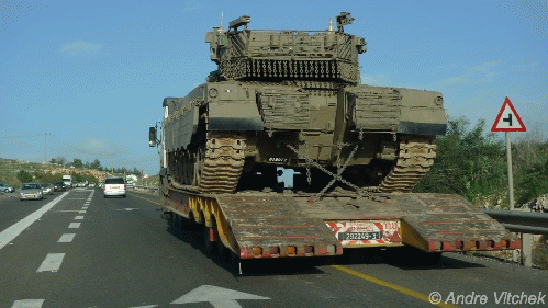 Israeli tank being moved towards Golan Heights, From Uploaded