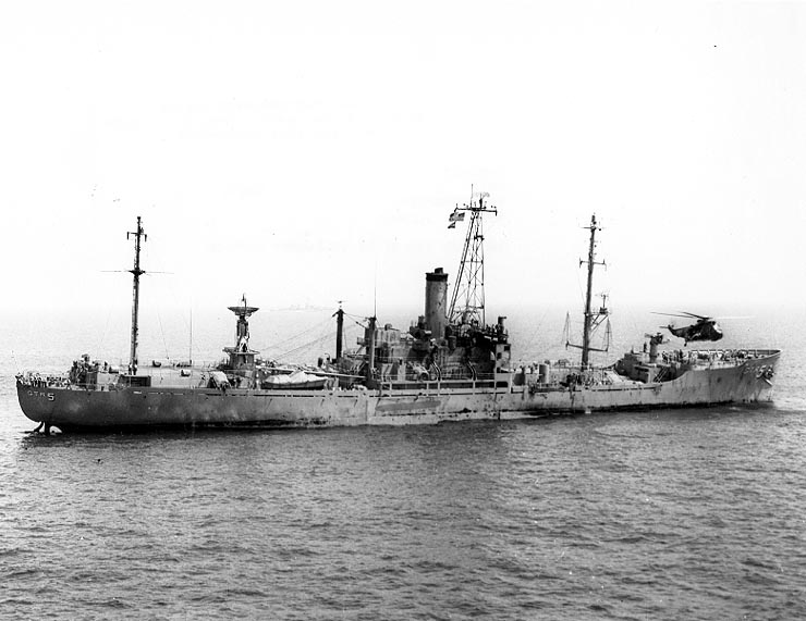 USS Liberty receives assistance from units of the Sixth Fleet, after she was attacked and seriously damaged by Israeli forces off the Sinai Peninsula on June 8, 1967., From InText