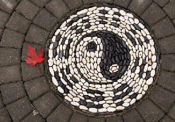 mosaic with red leaf