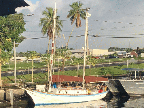 Golden Rule in Hilo, Hawaii after 20-day sail from San Diego. Golden Rule in Hilo, Hawaii after 20-day sail from San Diego.