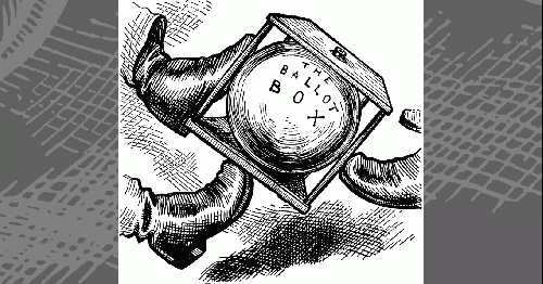 Political cartoon from 1876 presidential campaign Political cartoon from 1876 presidential campaign