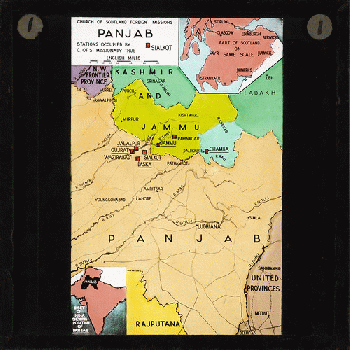 Map Displaying Church of Scotland Foreign Mission Stations in the Indian states of Punjab and Kashmir and Jammu, ca.1875-ca.1940 (imp-cswc-GB-237-CSWC47-LS10-0 01)