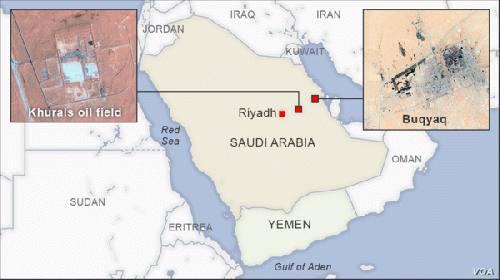 Khurais oil field and Buqyaq Saudi Arabia.