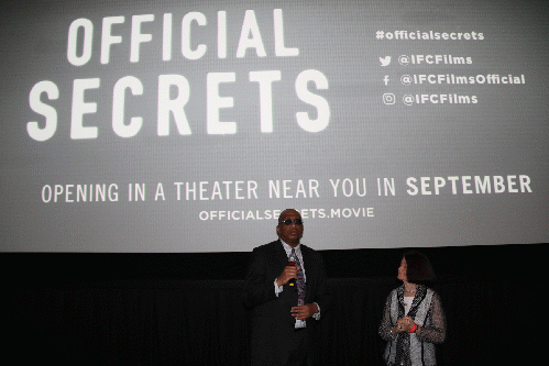 Michael McCray (Festival Director) and Marcia Mitchell (Author of the book the film is based upon) at the screening of IFC Films 'Offical Secrets' during the 8th Annual Whistleblower Summit & Film Festival, From Uploaded