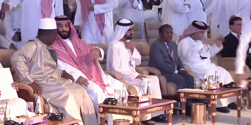 Saudi Crown Prince Mohammad bin Salman, second from left, at 2018 Saudi Future Investment Initiative. Saudi Crown Prince Mohammad bin Salman, second from left, at 2018 Saudi Future Investment Initiative.