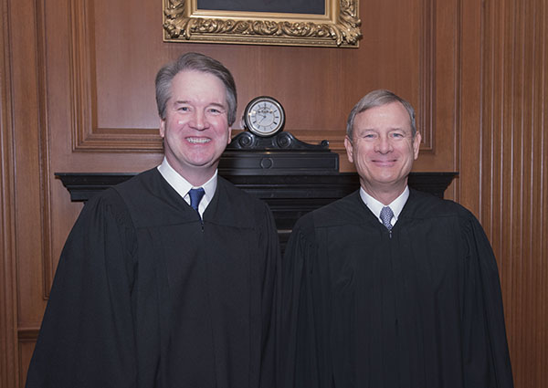 Associate Justice Brett M. Kavanaugh (left) and Chief Justice John G. Roberts, Jr. Credit: Fred Schilling, Collection of the Supreme Court of the United States., From InText