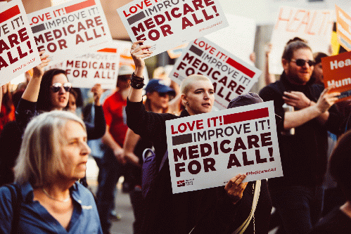 Demonstrators at a Medicare for All rally in Los Angeles., From Uploaded