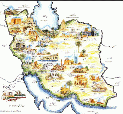 Map of some of the cultural sites in Iran