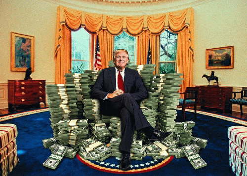 Trump sits on pile of money, From Uploaded