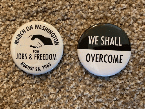 (souvenir buttons created for the 40th anniversary commemorative rally)