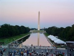 (sunset at the 40th anniversary rally. Note tents at right