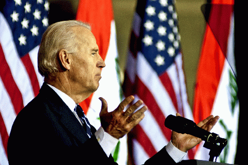 U.S. Vice President Joe Biden during the Iraqi government's Day of Commitment ceremony, Baghdad, Dec. 1, 2011. The ceremony commemorated the sacrifices and accomplishments of U.S. and Iraqi service members., From Uploaded