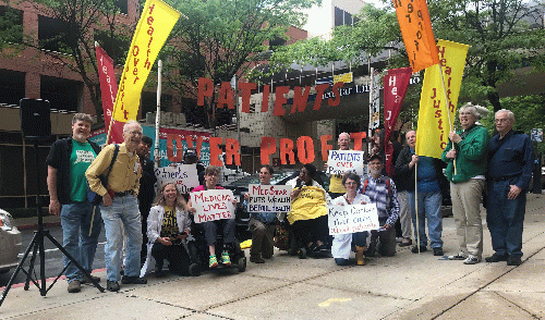 Health care activists, doctors and patients protest outside Union Memorial Hospital, owned by Med Star, in Baltimore, Maryland, on May 10, 2018. Med Star has been closing essential departments where they are not profitable., From Uploaded