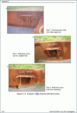 Truss seat connections on channel steel piece identified as NIST C-118.