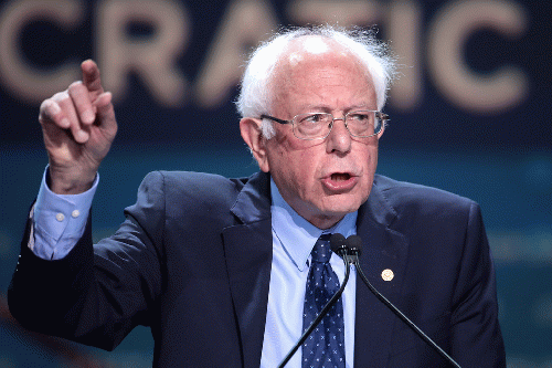 U.S. Senator Bernie Sanders speaking with attendees at the 2019 California Democratic Party State Convention at the George R. Moscone Convention Center in San Francisco, California., From Uploaded