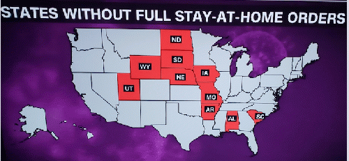 States Without Full Stay-at-home orders, From Uploaded