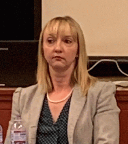 Marilyn Koziatek at a candidate forum during the primary