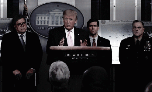 President Trump at a recent coronavirus response briefing, From Uploaded