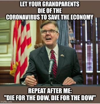 Twitter responds to Texas Lt. Gov. Dan Patrick's view on the value of life versus the economy., From TwitterPhotos