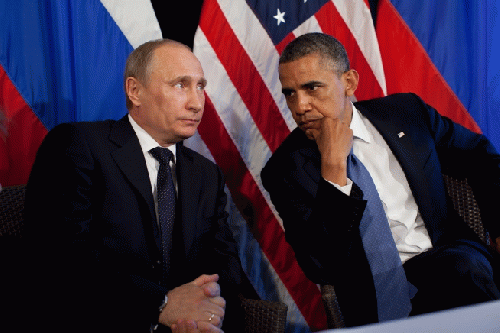 President Vladimir Putin of Russia and U.S. President Barack Obama during a meeting in San Jose Del Cabo, Mexico, June 18, 2012.