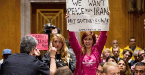 CODEPINK protesters at Congressional hearing on Iran in 2015., From Uploaded