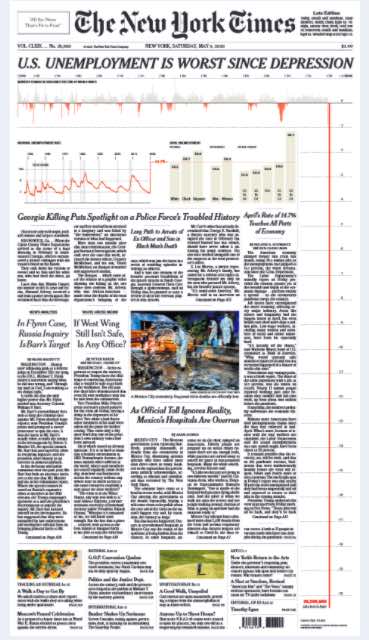 May 9 front page of the New York Times