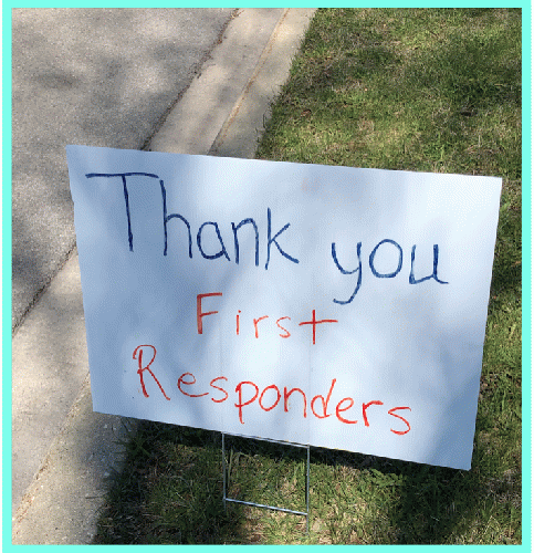 one of a series of six signs of thanks for essential workers
