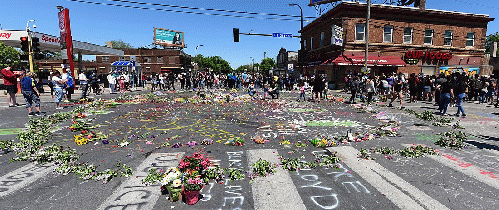 George Floyd Memorial at Chicago Avenue and 38th Street.