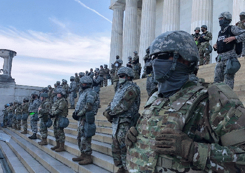 National Guardsmen on the steps of the Lincoln Memorial in Washington, D.C., on June 2, 2020, From Uploaded