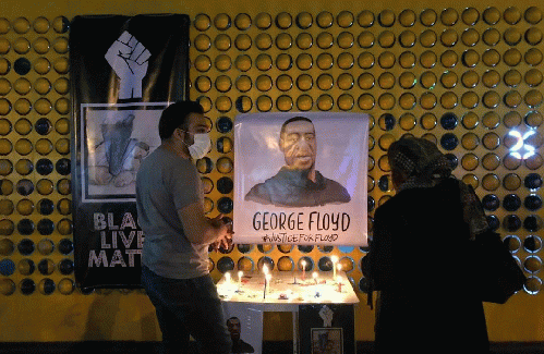 Iranians hold a vigil in for George Floyd in Mashhad, Iran, May 30, 2020, From Uploaded