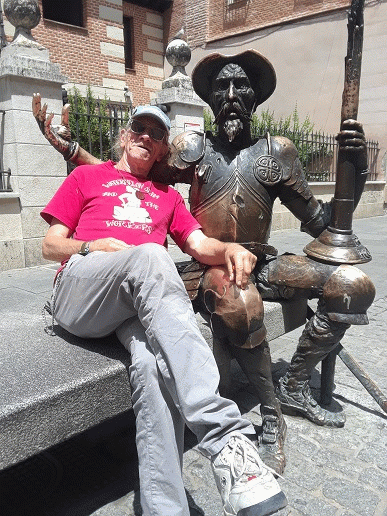 The author chatting with Don Quixote in Madrid, From Uploaded