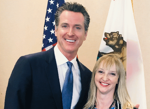 Koziatek's campaign site includes this picture of the candidate with Gavin Newsom even though the governor is not listed as an endorser., From Uploaded