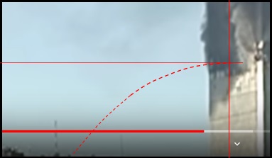 Figure 5: Starting location of the perimeter column wall section at the 80th floor of the east face as imputed from the horizontal and vertical velocities and accelerations.