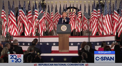 President Donald Trump beginning his nomination acceptance speech, Aug. 27, 2020., From Uploaded