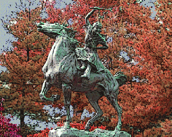 Sybil Ludington, statue by Anna Hyatt Huntington (color added)