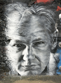 Julian ASSANGE, painted portrait -- Wikileaks, From CreativeCommonsPhoto