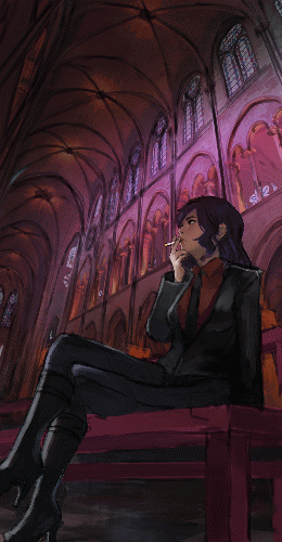 Joan D'Ark sits in the ruins of Notre Dame