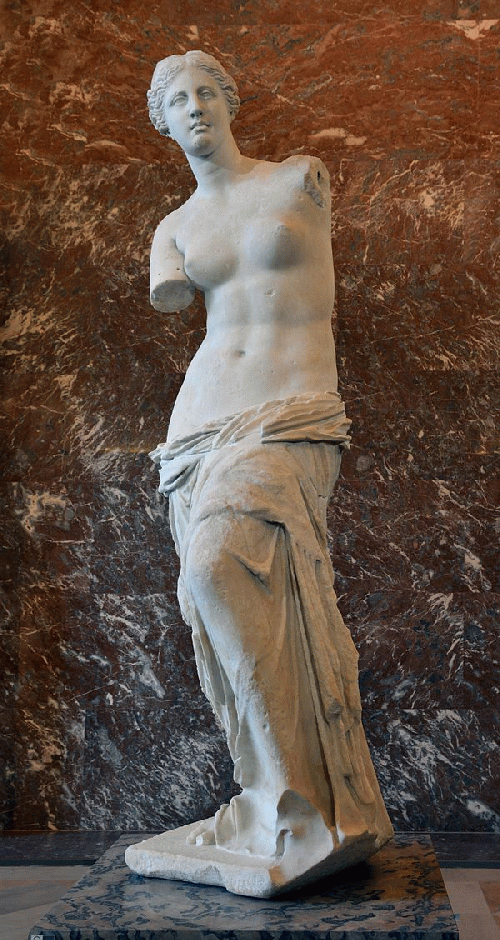 From commons.wikimedia.org: Front views of the Venus de Milo. From commons.wikimedia.org: Front views of the Venus de Milo.