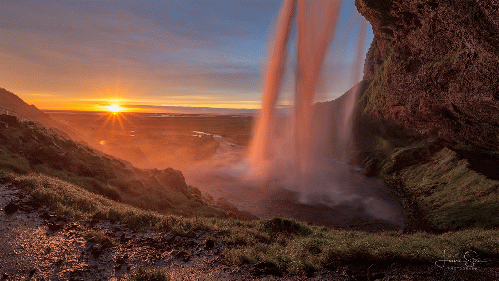 Sunset at Seljalandsfoss