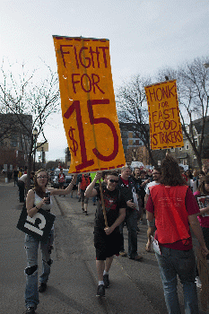 Protest march for a $15/hour minimum wage, From CreativeCommonsPhoto